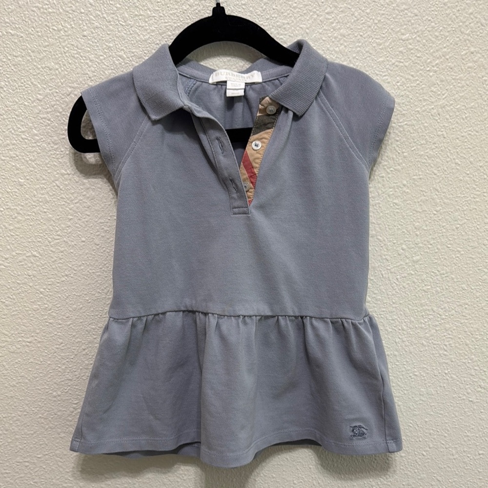 Burberry Kids Light Gray Polo Top